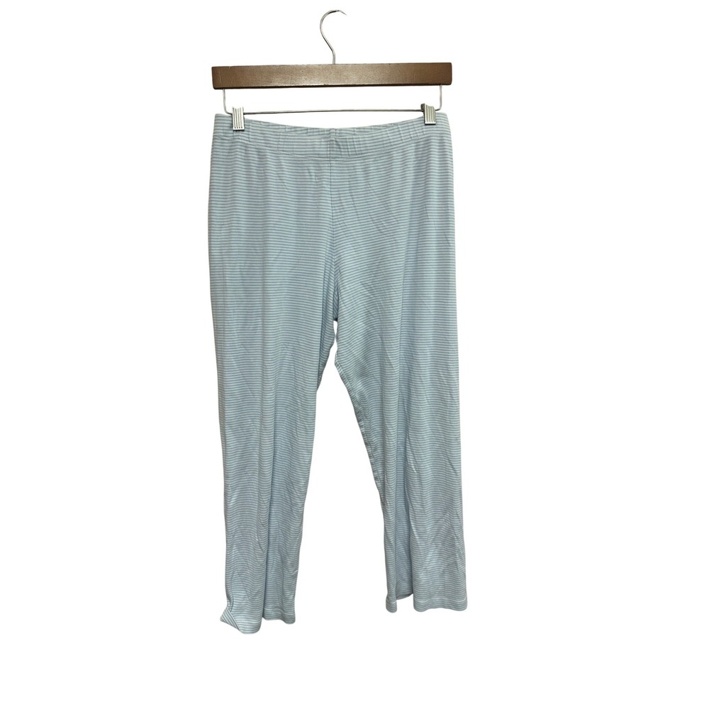LAKE Pajama Pants Womens Small Blue White Striped 100% Pima Cotton Lounge Crop